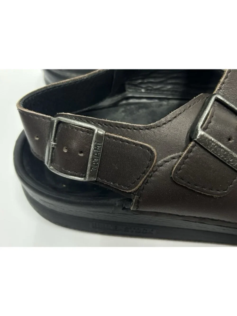 Birkenstock Tatami Nebraska Sandals Men’s 12 EU 45 Brown Leather Buckle Strap